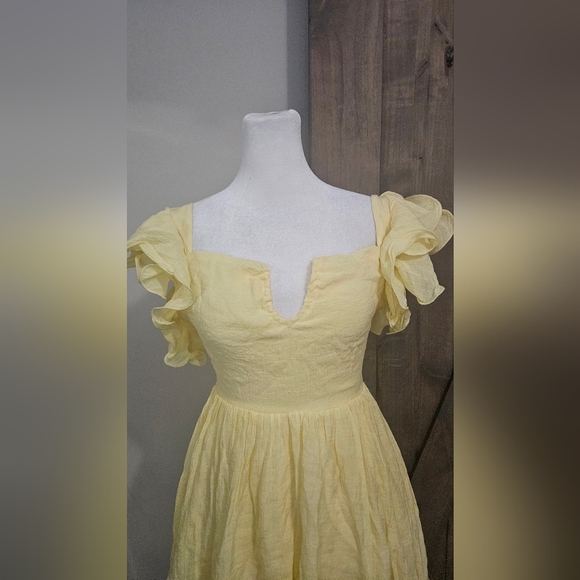 ANGEL BIBA Sunday Dreams Ruffle Strap Mini Dress Butter Yellow. Size XS NWT - Picture 13 of 16